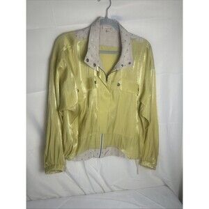 Vintage Yellow Jacket Zipper Snaps Shiny Funky Star Detail Women’s Sz. M